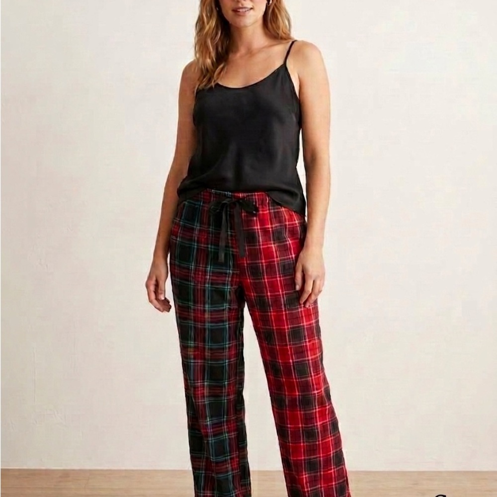 Victoria's Secret Plaid Large Pajama Set Modal /Cotton Sleepwear Button Up